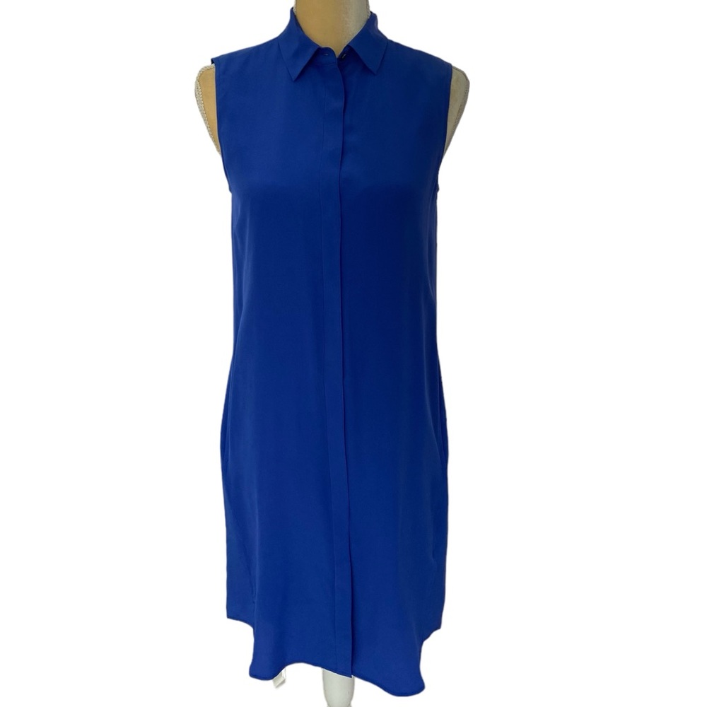 J. CREW Women’s 100% Silk Blue Button Down Sleeveless Dress Size: XS